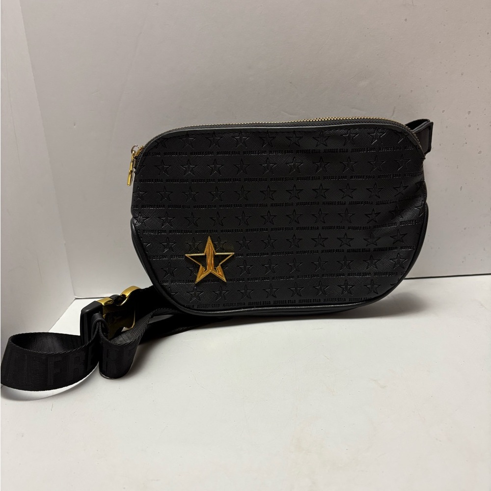 Jeffree Star Crossover Fanny Pack Bag Black Gold Faux Leather  GUC